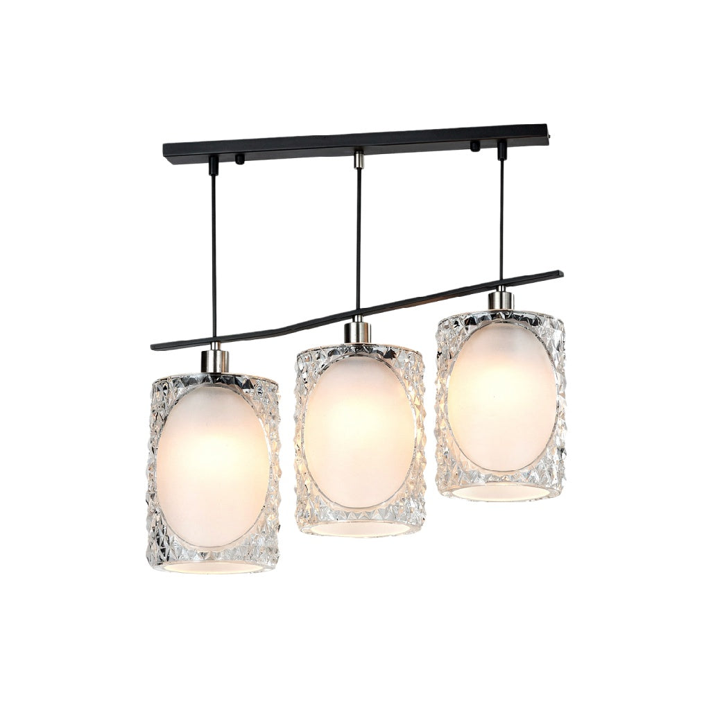 Moderne hanglamp met drie glazen kappen