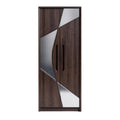 Moderne kast met spiegelaccenten en houtafwerking