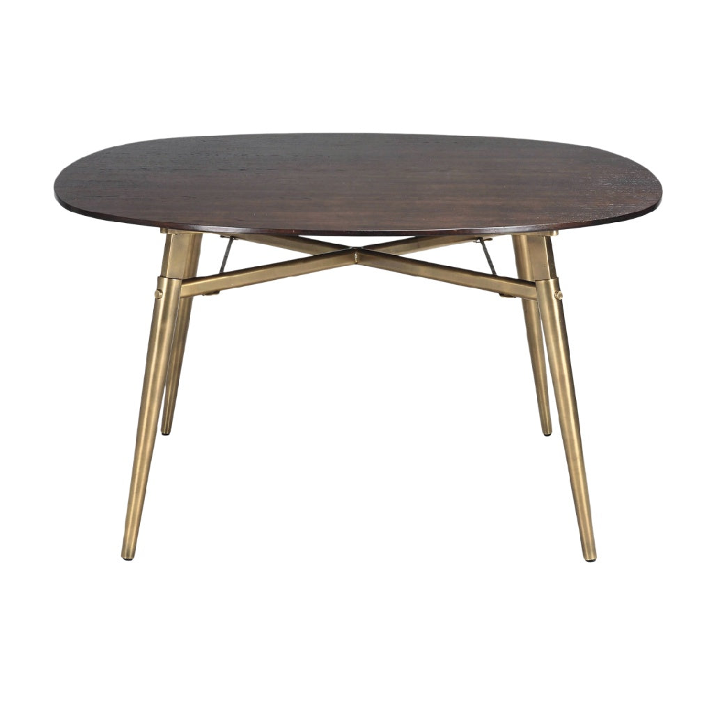 Rond houten tafel met gouden poten